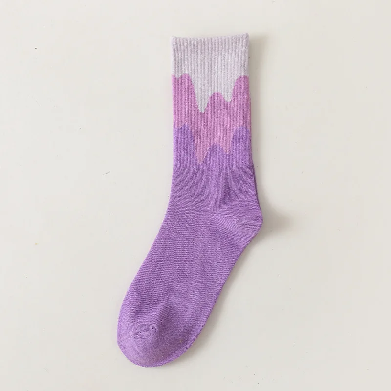 Женские хлопковые носки индивидуальные градиентные цветные чулки с принтом для