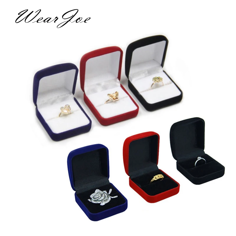 Bulk Engagement Ring Packaging Box Velvet Valentine's Day Gift Wedding Ring Showcase Organizer Jewelry Stud Earrings Storage Box