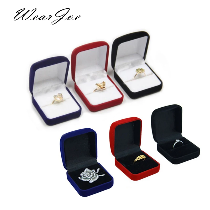 Velvet Valentine's Day Gift Wedding Ring Showcase Organizer Jewelry Stud Earrings Storage Box