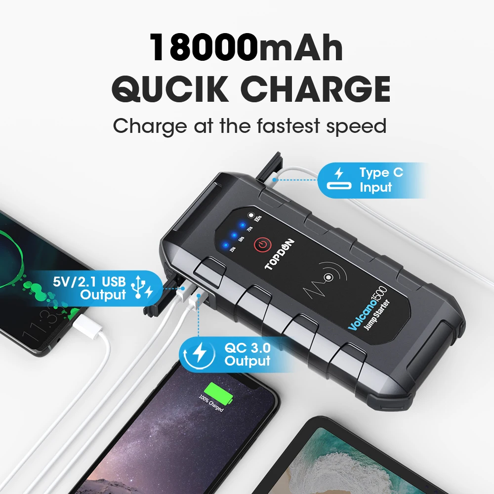 topdon v1500 car jump starter starting device battery power bank 1500a jumpstarter auto buster emergency booster car charger free global shipping