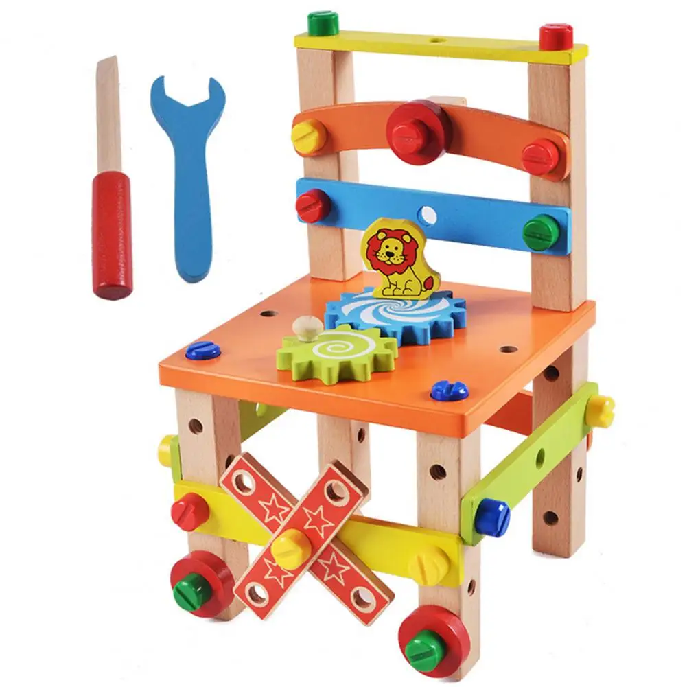 Детский деревянный сборный стул Монтессори набор орехов комбинированная