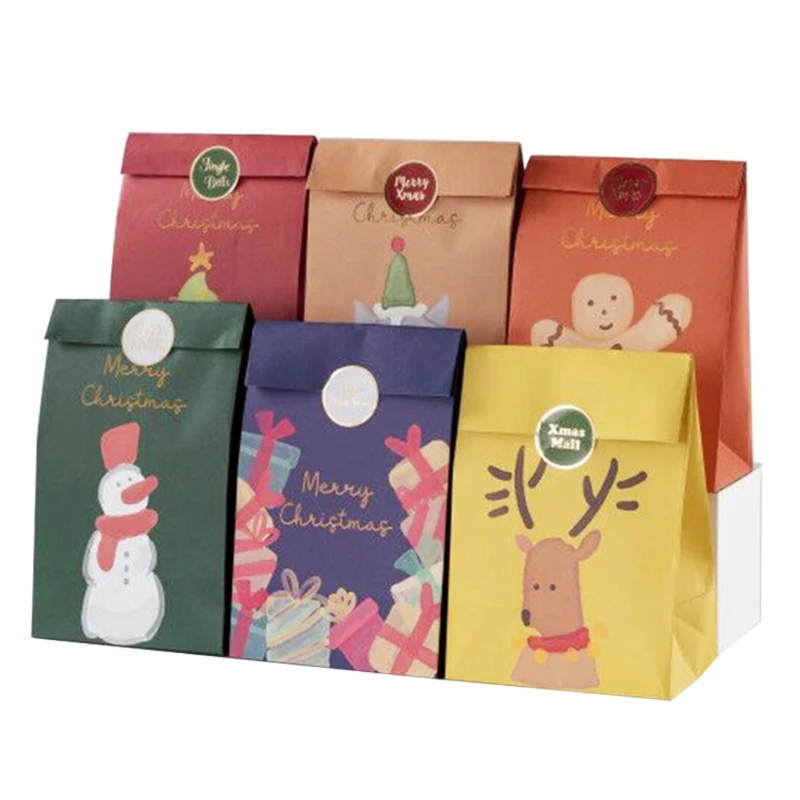 

2021 New 6 Pcs Christmas Gift Bags Xmas Candy Packing Bag New Year Cookies Wedding Items