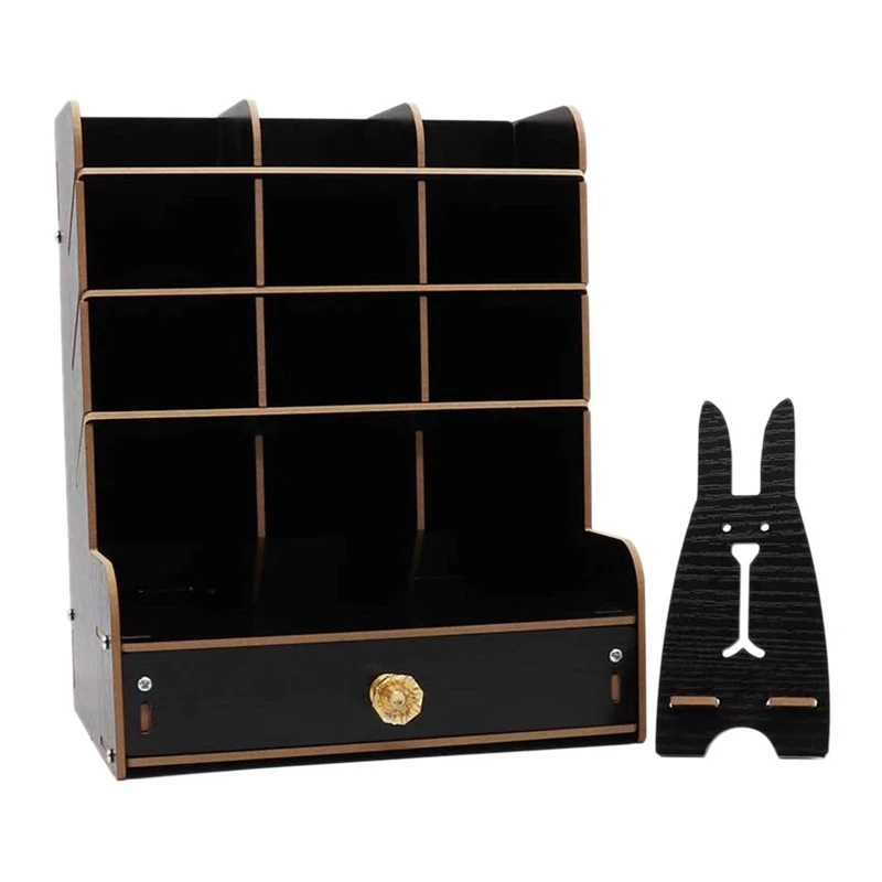

Wooden Desk Storage Rack Multifunctional DIY Pen Holder Storage Box Desktop Fixed Storage Rack, Suitable for Home Office