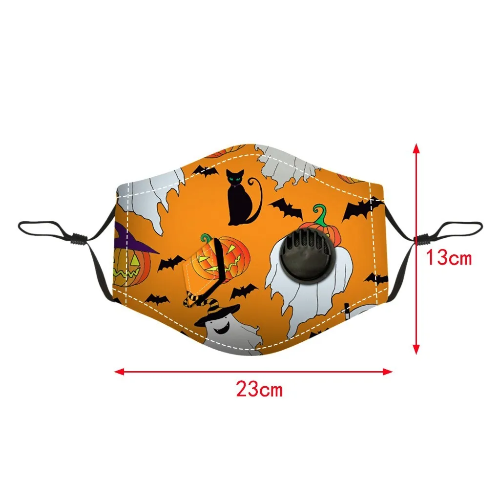 

Halloween Holiday pattern Mask 3PCS Halloween Adult Drinking Face Mask With Straw Hole And Breather Respirator Mask