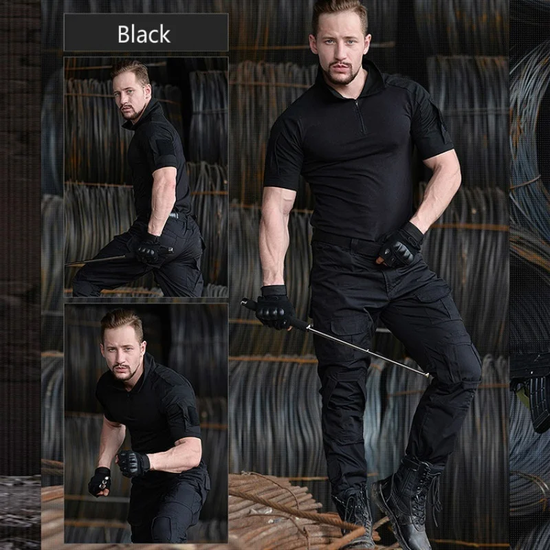 Мужская камуфляжная тактическая футболка с коротким рукавом|Военный| |