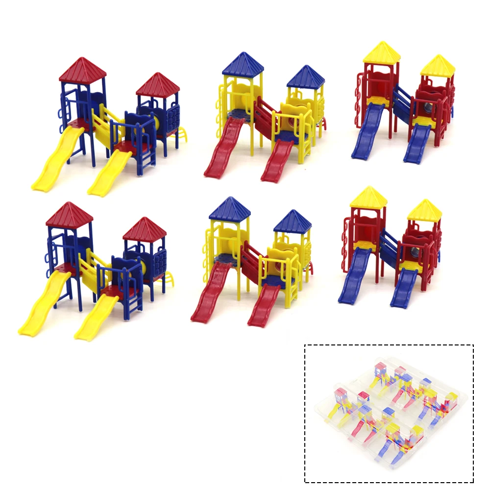 

4sets 1/75 architectural playgroud scale Slide Combination Kids Outdoor Toy /plastic Slide Structure model for outdoor scen