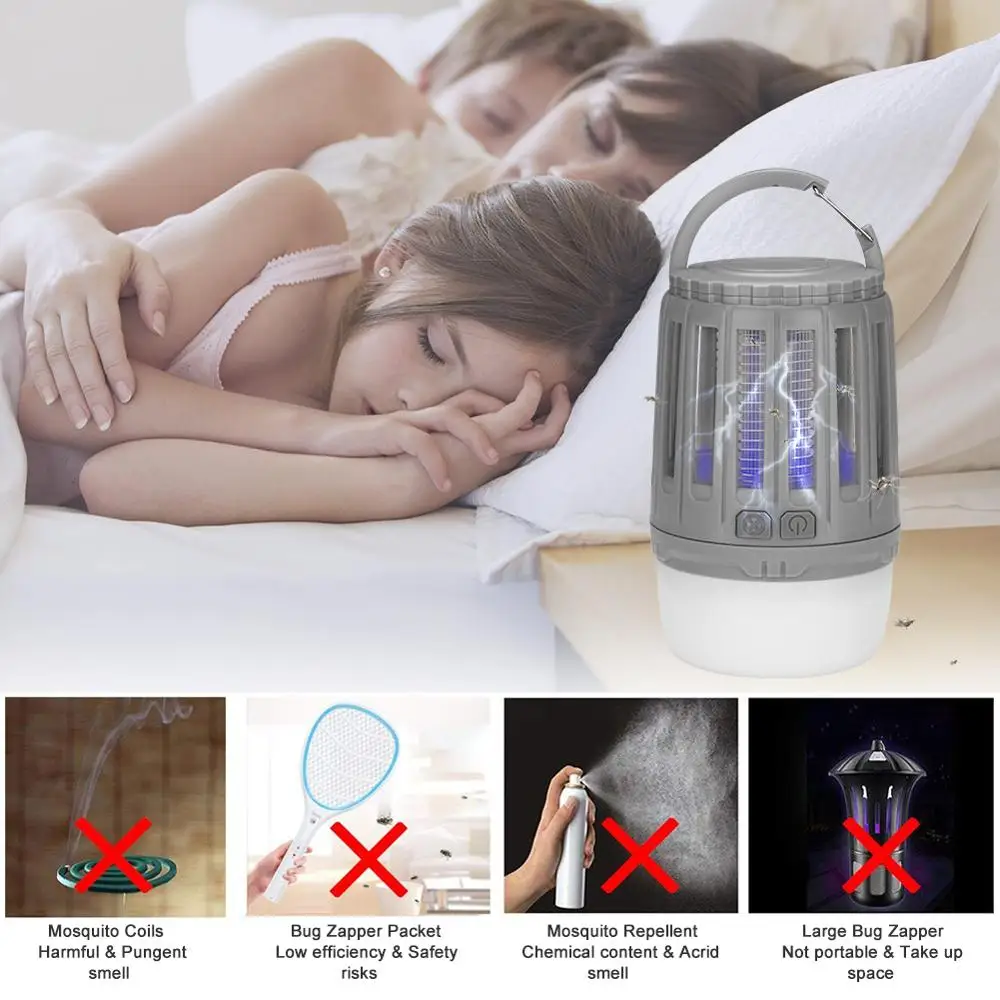 Светодиодная ловушка для комаров ночник со встроенным аккумулятором и крючком 2