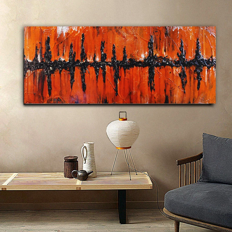 WANGART Настенная картина большого размера с оранжевыми абстрактными красками