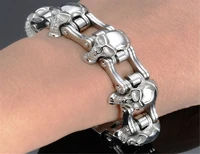 23mm gothic punk mens bracelet 316l stainless steel skull motorcyle biker bracelet curb chain bangle jewelry