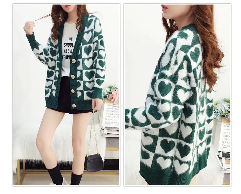 

MISSKY Autumn Winter Women Sweater Long Sleeves and V-neck Sweater Single-breasted Cardigan Loose Outwear for Woman Female Tops