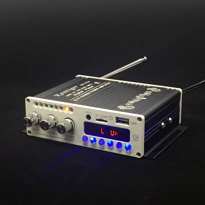 Украшенное мозаикой из драгоценных камней, 12V 5A Мощность адаптер и AV кабель KENTIGER HY-V10 дистанционного Управление Bluetooth усилитель мощности с USB TF FM играть AUX аудио усилитель - Цвет: black without power
