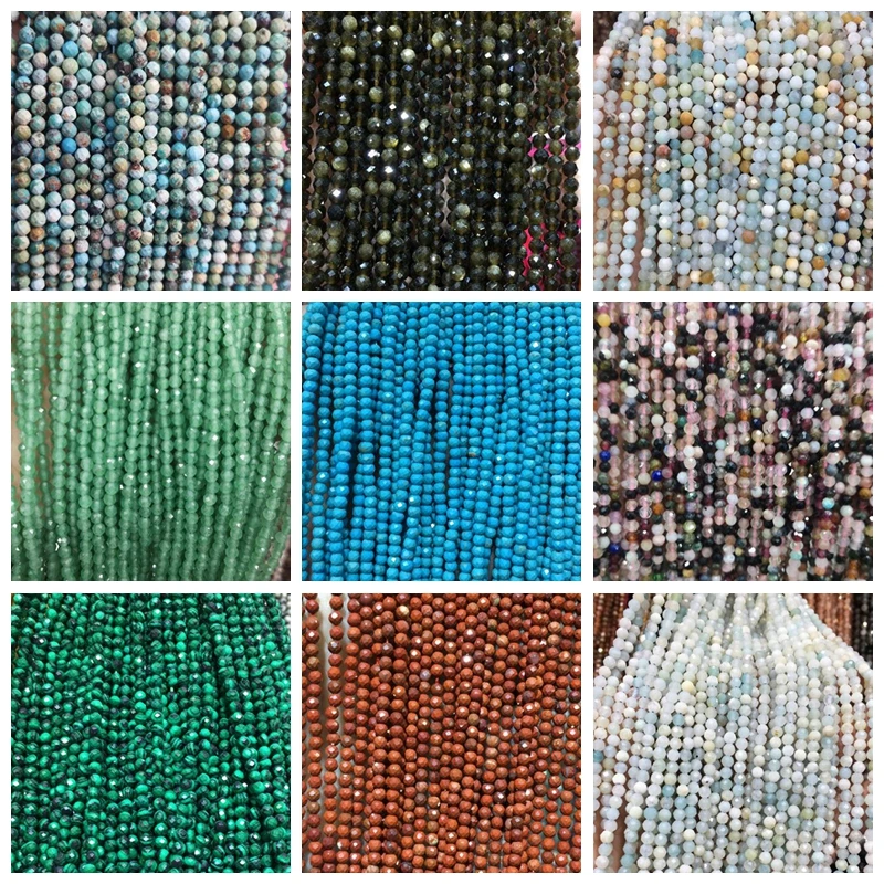 

Natural Stone Loose Beads High Quality 2mm 3mm 4mm Faceted Round Shape Gem Necklace Bracelet Jewelry Making Accessories wk261