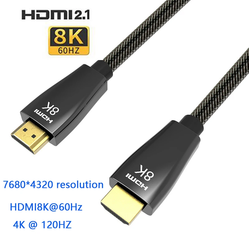 

HDMI 2.1 gold plated Cable 4K @120HZ High Speed 8K @60HZ UHD HDR 48Gbps cable for PS4 HDTVs Projectors 1m 1.5m 2m 3m HDMI 2.1
