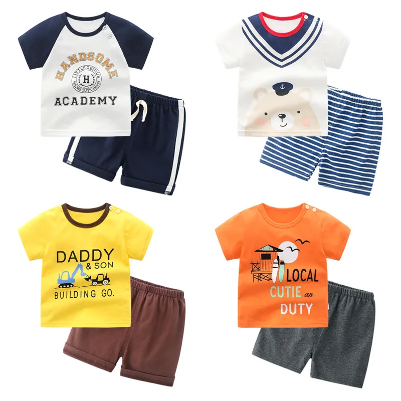 Хлопковые летние детские мягкие шорты костюм футболка для мальчиков и девочек