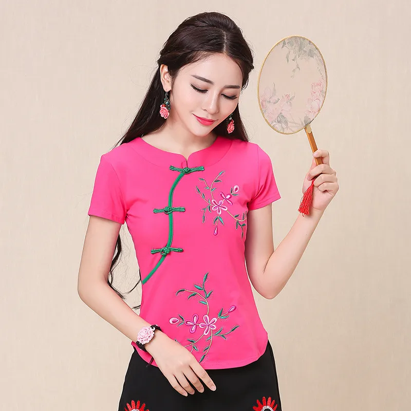 Женская блузка из хлопка с вышивкой черная и белая элегантная винтажная в стиле