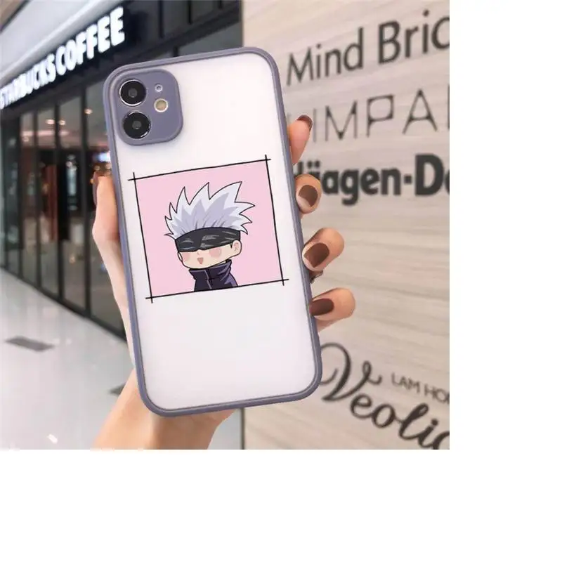 

Jujutsu Kaisen Satoru Gojo anime Phone Case For iPhone 12 11 Mini Pro XR XS Max 7 8 Plus X Matte transparent Gray Cover