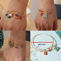 fashion christmas adjustable bracelets for women jewelry set snowflake bells pendant bracelet gift box dangles bangle girl party