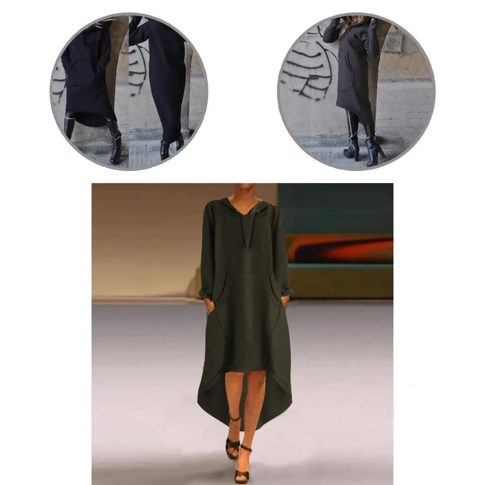 

Великолепное мягкое платье-свитшот с большими карманами, приятное на ощупь осеннее длинное худи для свиданий