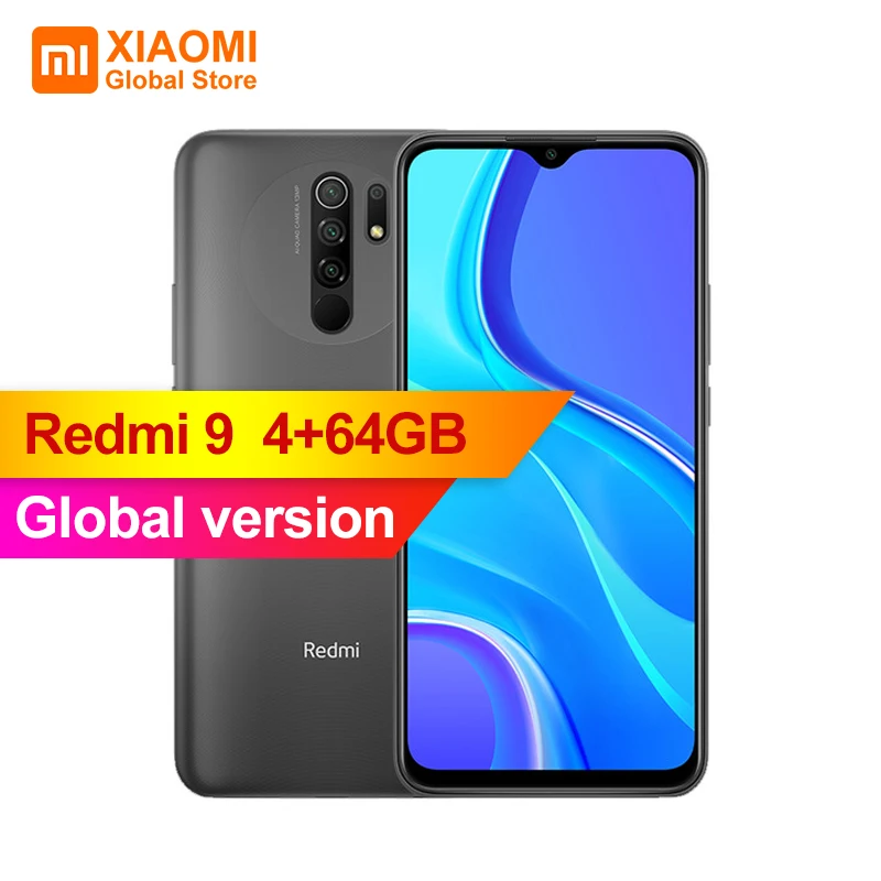 Глобальная версия Xiaomi Redmi 9 4 Гб RAM 64 ГБ ROM мобильный телефон Helio G80 13MP + 8MP камера 6 53