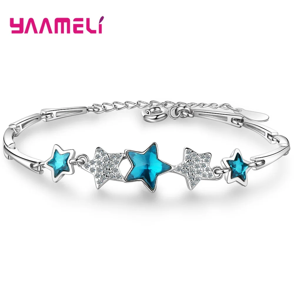 Браслет для женщин из серебра 925 пробы с австрийским кристаллом|Гибкие и жесткие