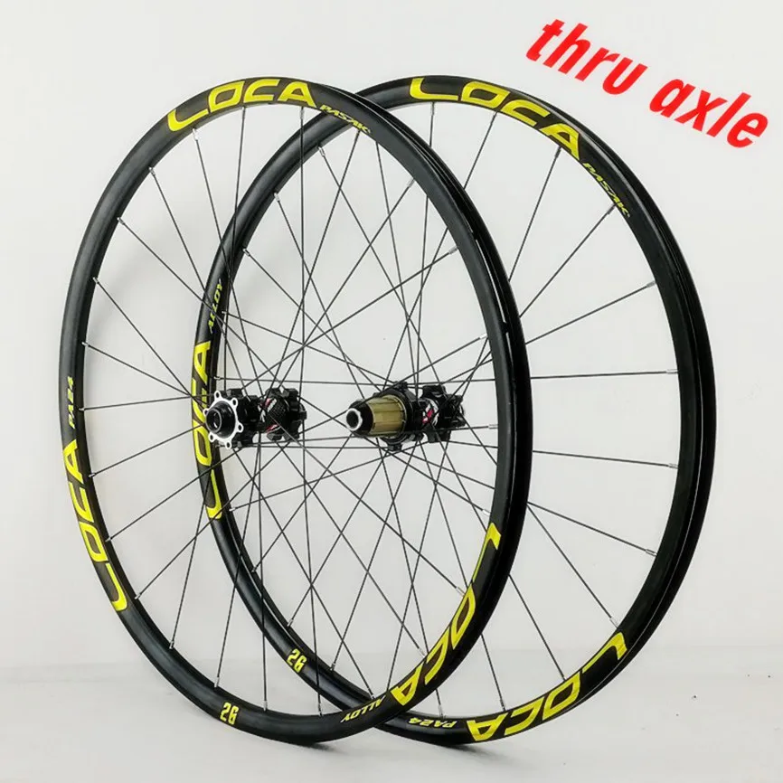 

PASAK MTB Mountain Bike 26/27.5/29inch Wheelset Thru-axis Axle Disc Brake 24H 6Claws Stright Pull 12Speed Wheels 700C Rim