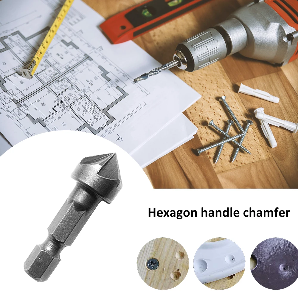 

6 Flute Countersink Drill Bit 90 Degree Point Angle Chamfer Cutting Woodworking Tool Angle Point Bevel Cutting Cutter Remove Bur