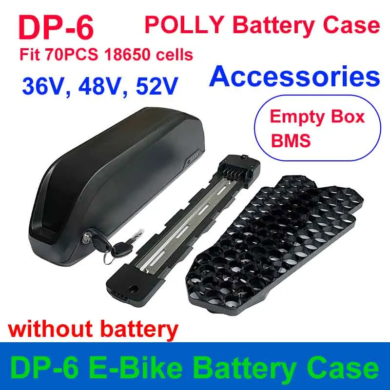 

POLLY DP-6 Battery Case 36V 48V 52V Empty Box 10S 13S 14S 30A BMS 70PCS 18650 Cells for DIY E-Bike Battery 10S7P 13S5P 14S5P