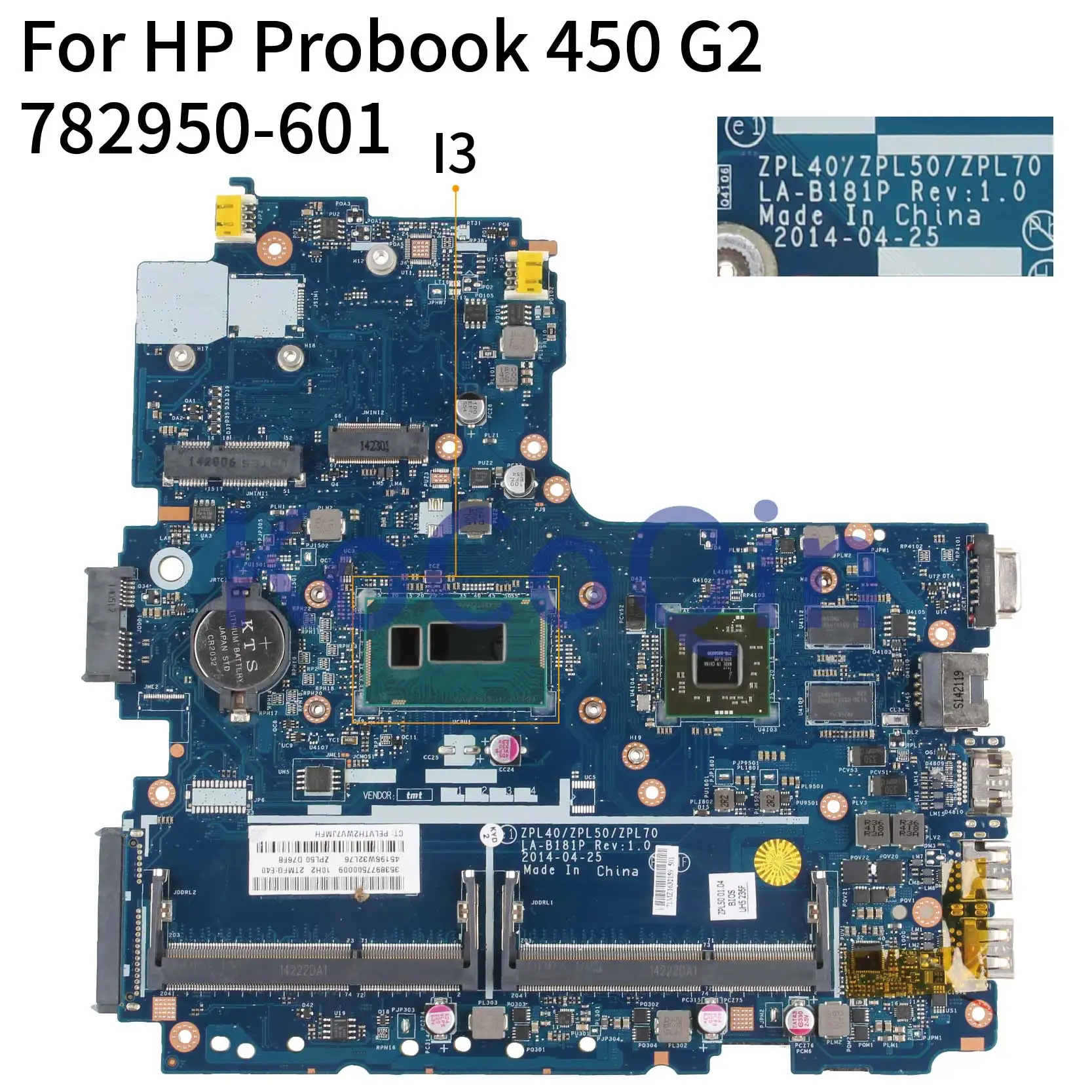 KoCoQin материнская плата для ноутбука hp Probook 440 450 470 G2 I3 материнская плата 782950-001 782950-601 ZPL40/ZPL50 LA-B181P VGA к внутреннему