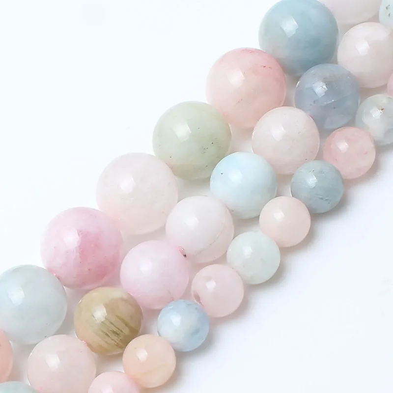 Бисер из натурального камня цветной морганит Круглый бисер для изготовления