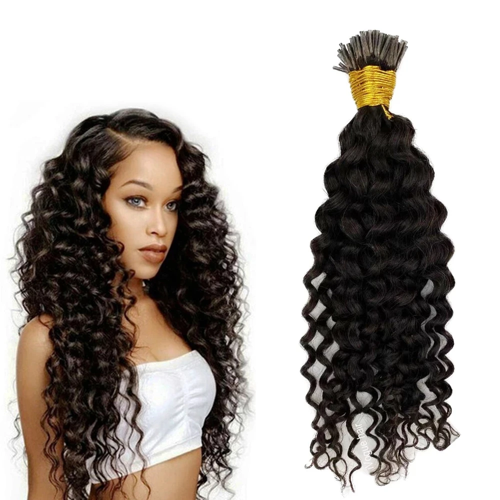 Microlinks Brazilian Human Hair Kinky Curly I Tip Hair Extensions For Black Women Weave Bundles I Tip Hair Extensions Bulk Hair