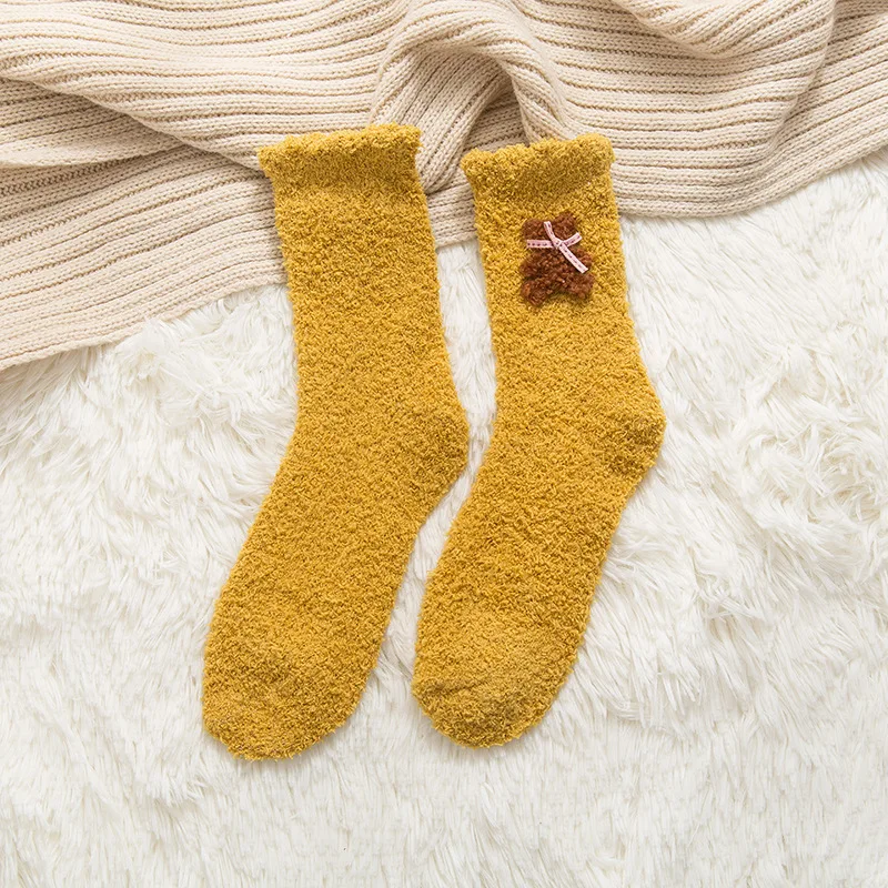 

New 1 pair Women Winter Fluffy Fuzzy Slipper Socks 3D Cartoon Animal Coral Velvet Hosiery