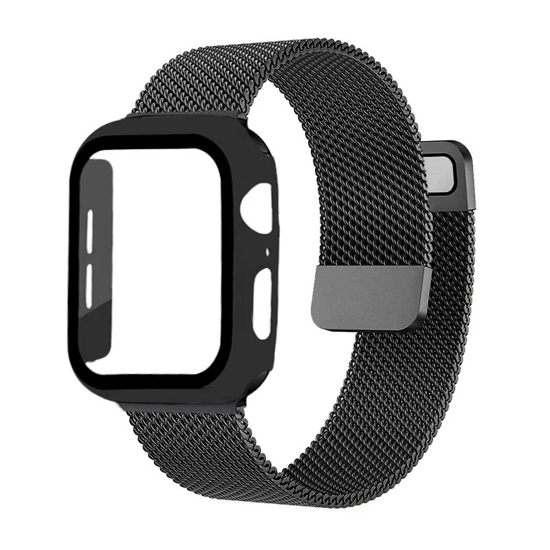 

Glass+Strap for Apple Watch Band 38mm 40mm 42mm 44mm Screen Protector+Case+belt Accessories Bracelet Magnetic Loop IWatch 7 6 5