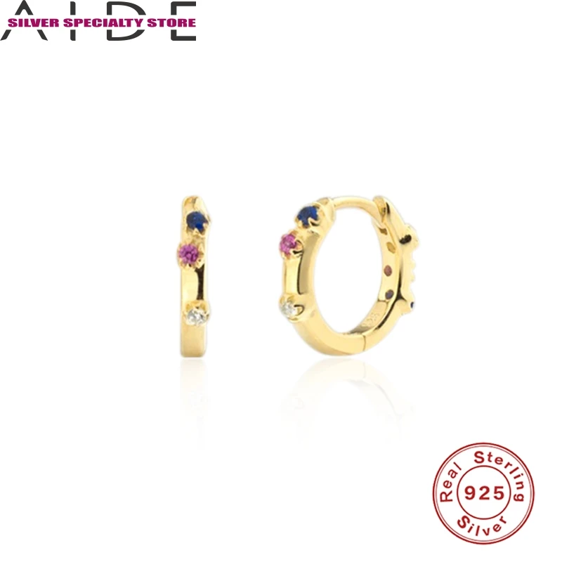 

AIDE Colored Zircon Earrings For Women 925 Silver Earrings 2020 Fashionable Hoop Earrings Jewelry Pendientes Brincos Aretes