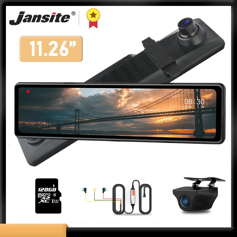 

Jansite 11.26" Car DVR 1080P Rear View Mirror Camera Touch Square Screen Video Recorder G-sensor IMX307 IP68 Waterproof Rear cam
