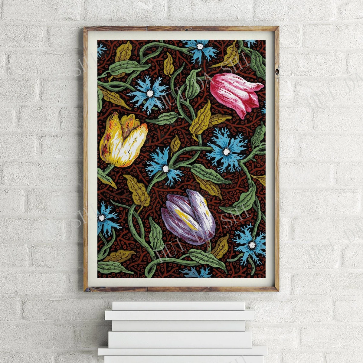 Ретро постер с растительным рисунком тюльпана винтажный цветочный настенный