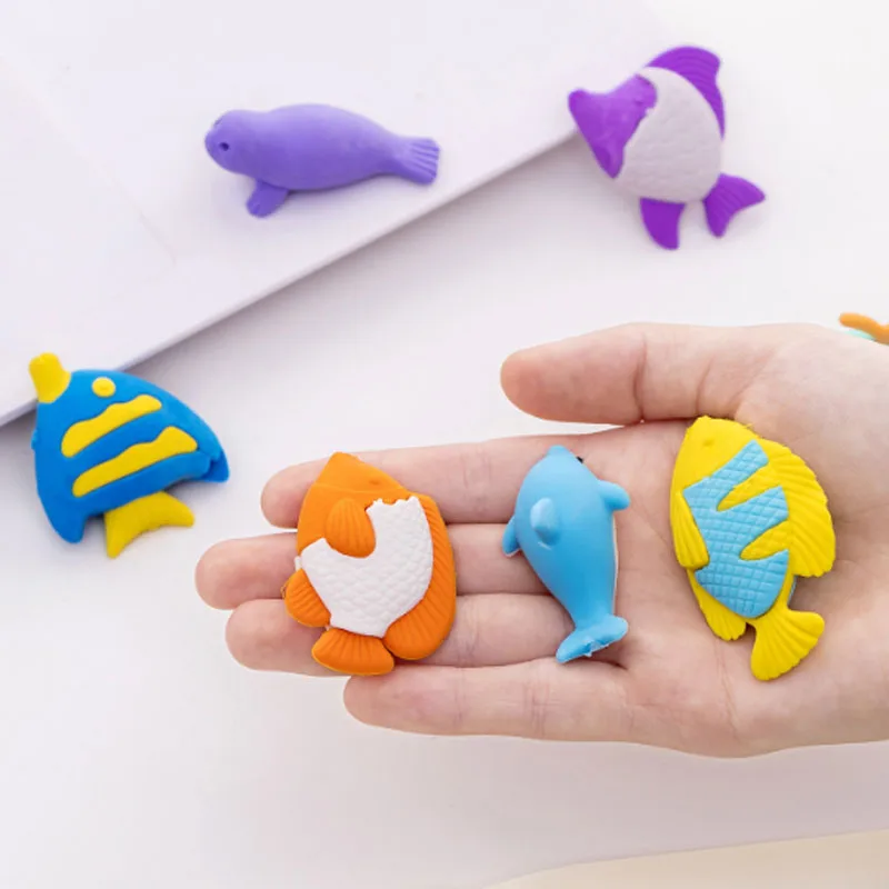 4 шт. кит дельфин ластик для карандашей Kawaii креативный подарок детей смешные