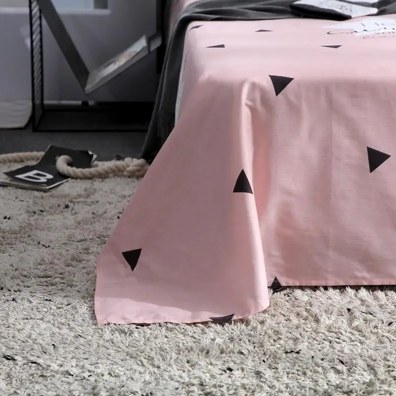 

Good quality Bed Sheet Cotton Kids Adults Bedding Bed Cover King Queen Black White Pink Flat Sheet Linen cartoon Home Textile