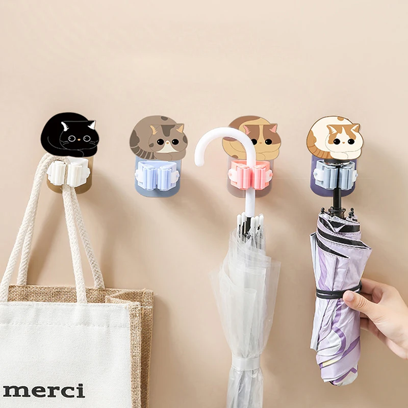 

Multi-function Cartoon Wall Mounted Mop Organizer Holder Brush Broom Hanging Home Rack Bathroom Suction Household Storage