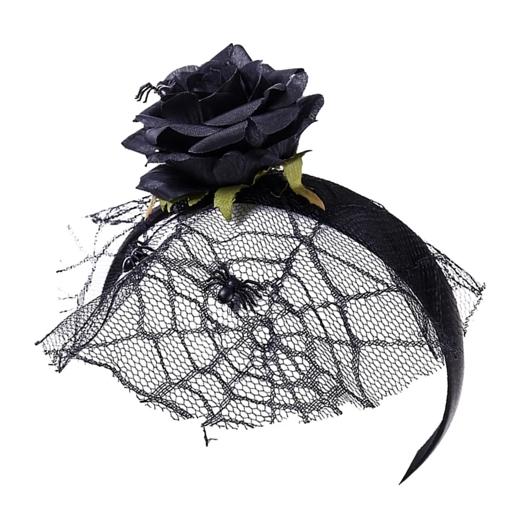 Повязка на голову с цветами и вуалью головной убор День мертвых модные наряды| |