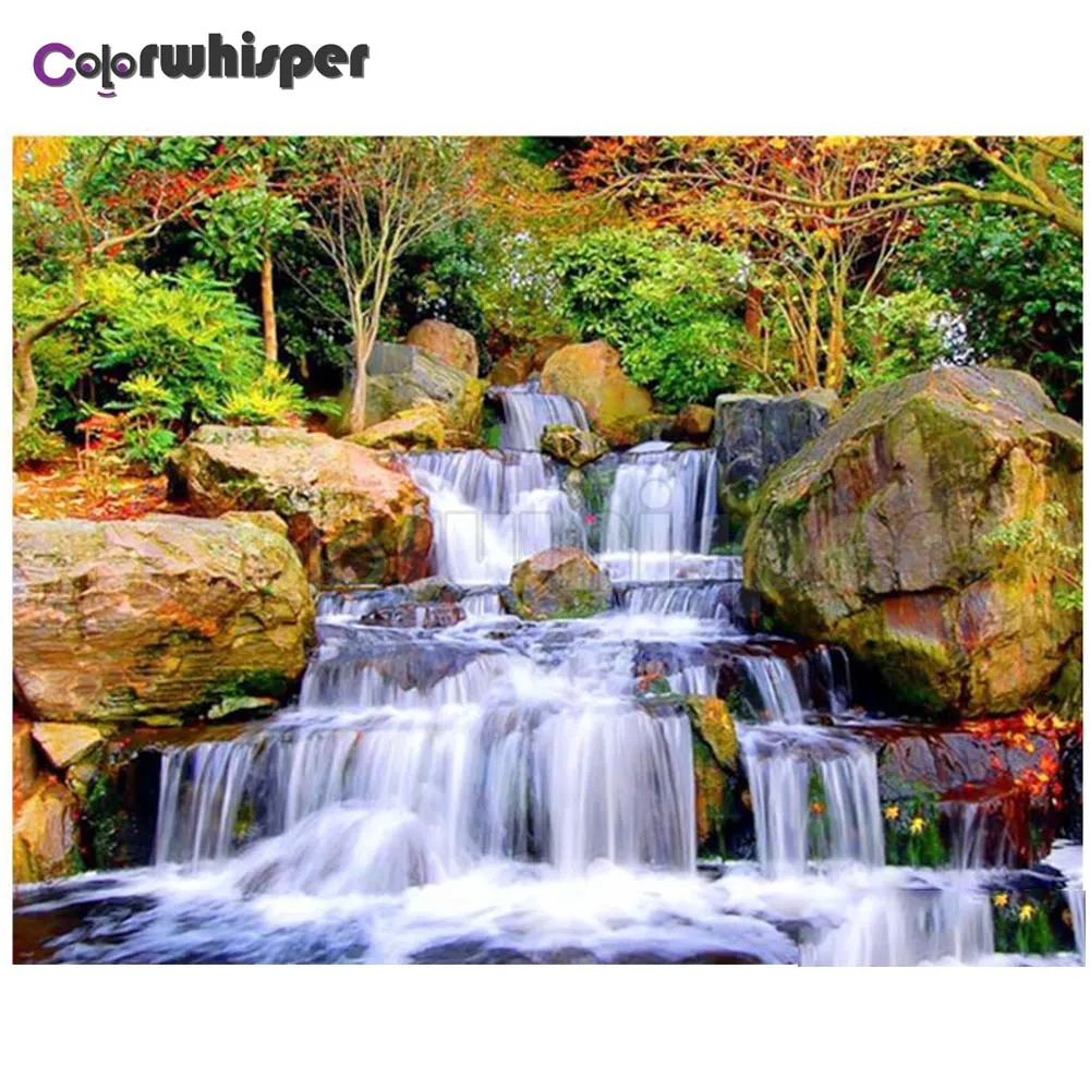 Алмазная живопись Z346 полноразмерная/круглая картина 5D с изображением водопада
