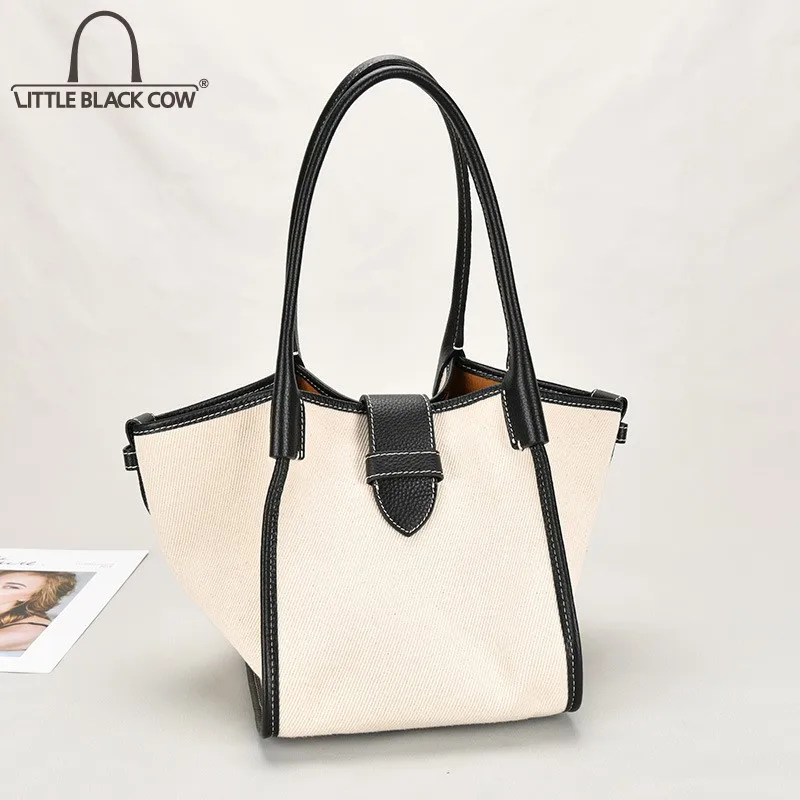 

Модная женская Холщовая Сумка в стиле пэчворк, Дизайнерские повседневные сумки-тоуты, Офисная Женская сумка-ведро на плечо, женская сумка-с...