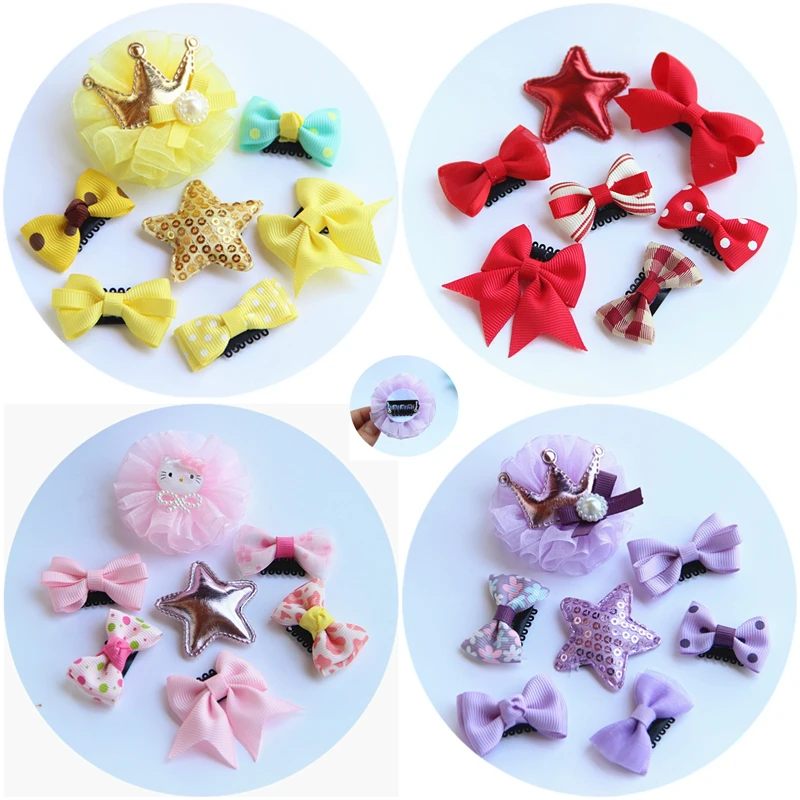 1 комплект = 7 шт Мода для девочек Набор шпилек ручной работы бант из ткани заколки