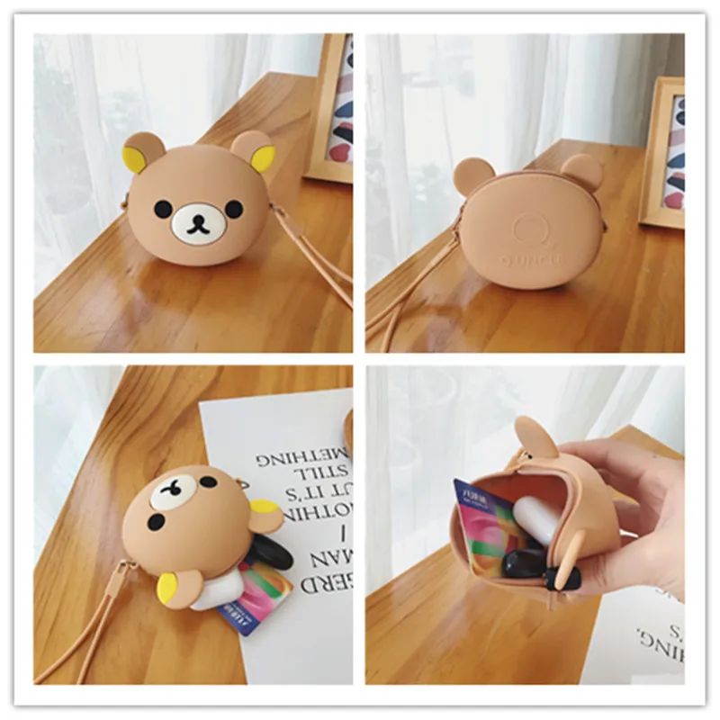 Милый мультяшный медведь сумка для наушников милый 3D мягкий силиконовый мини