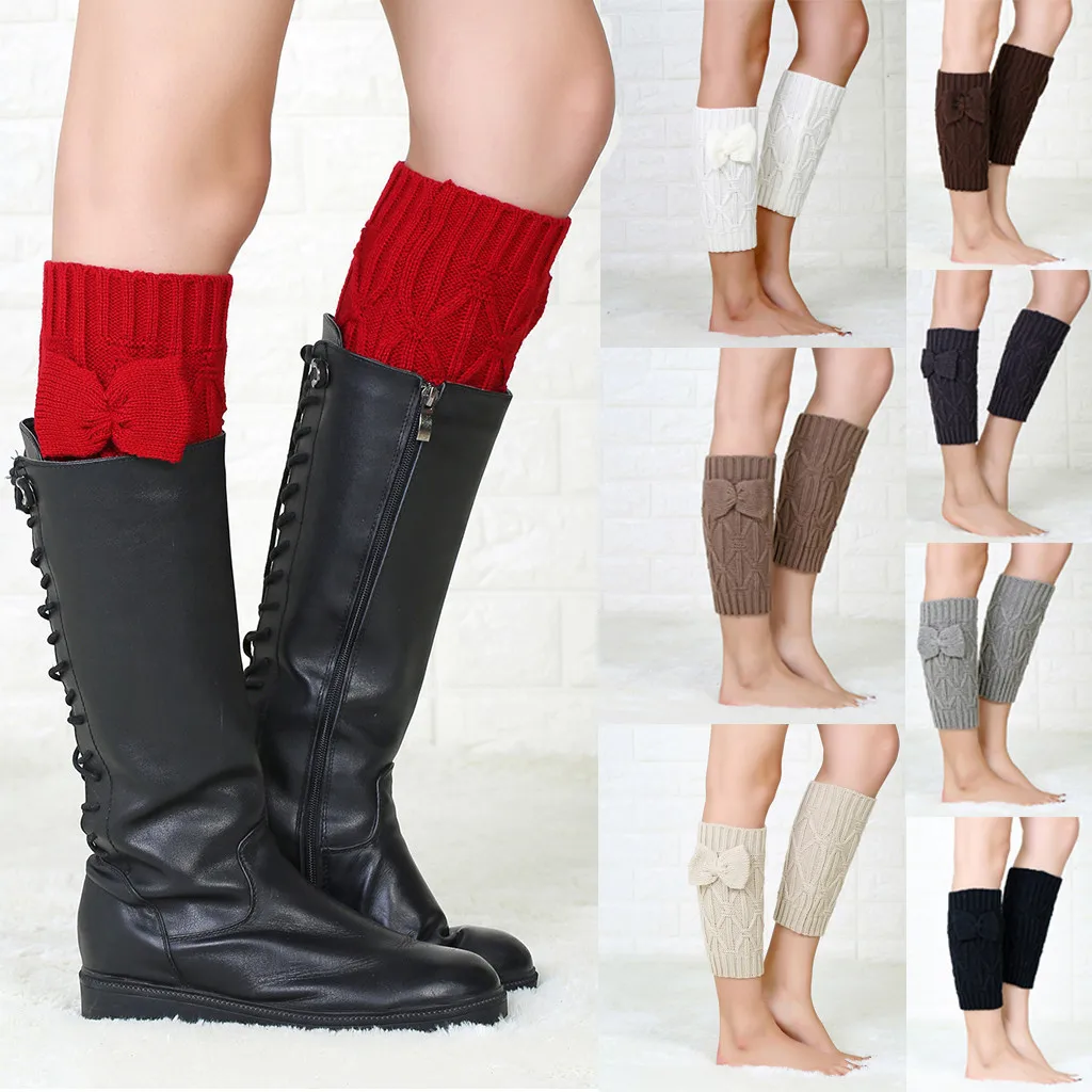 Гетры женские теплые носки длинные зимние вязаные однотонные гетры для обуви
