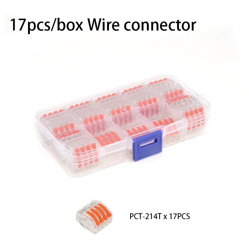 PCT-214T(17PCS) Смешанные в штучной упаковке быстрый соединитель проводов Укрась свою PCT-212/213/214/215/218/222 SPL-2 3 компактный проводной разъем, клемма блока - Цвет: PCT-214T(17PCS)