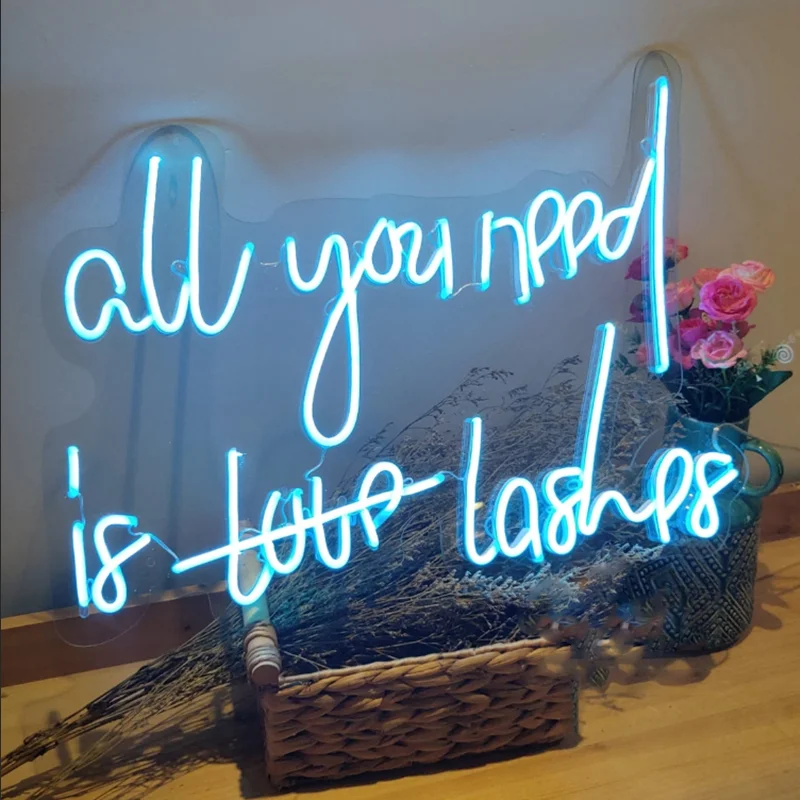 

Custom All you need is Love Lashes Neon Sign Light LED Letters Wall Signs Home Decor Board Party Wedding Background Decoration