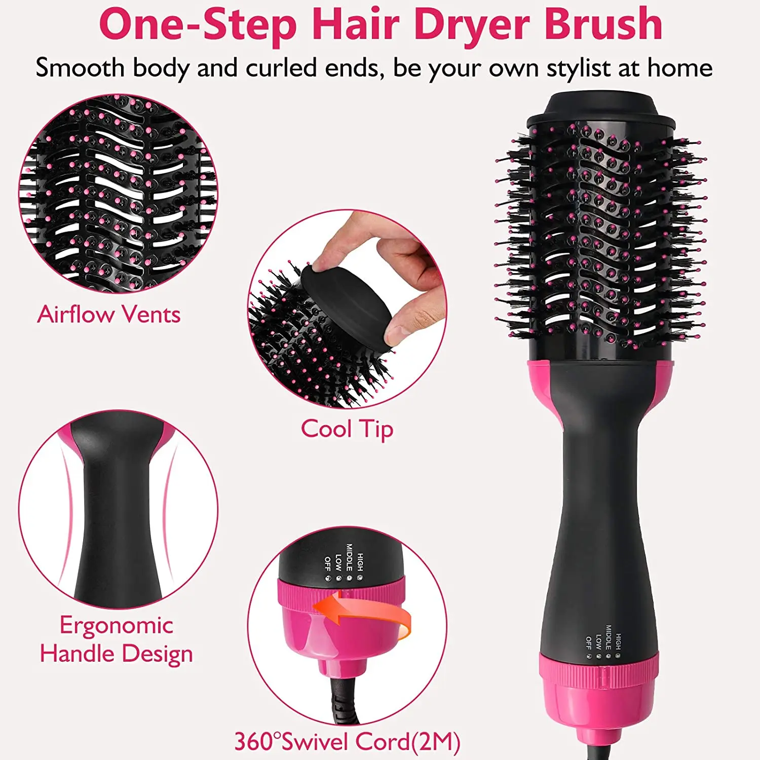 

Hair Dryer brush 3-in-1 one step volumizer hair dryer brush 3 In 1 hot air brush Straightener Hair curler hair brush
