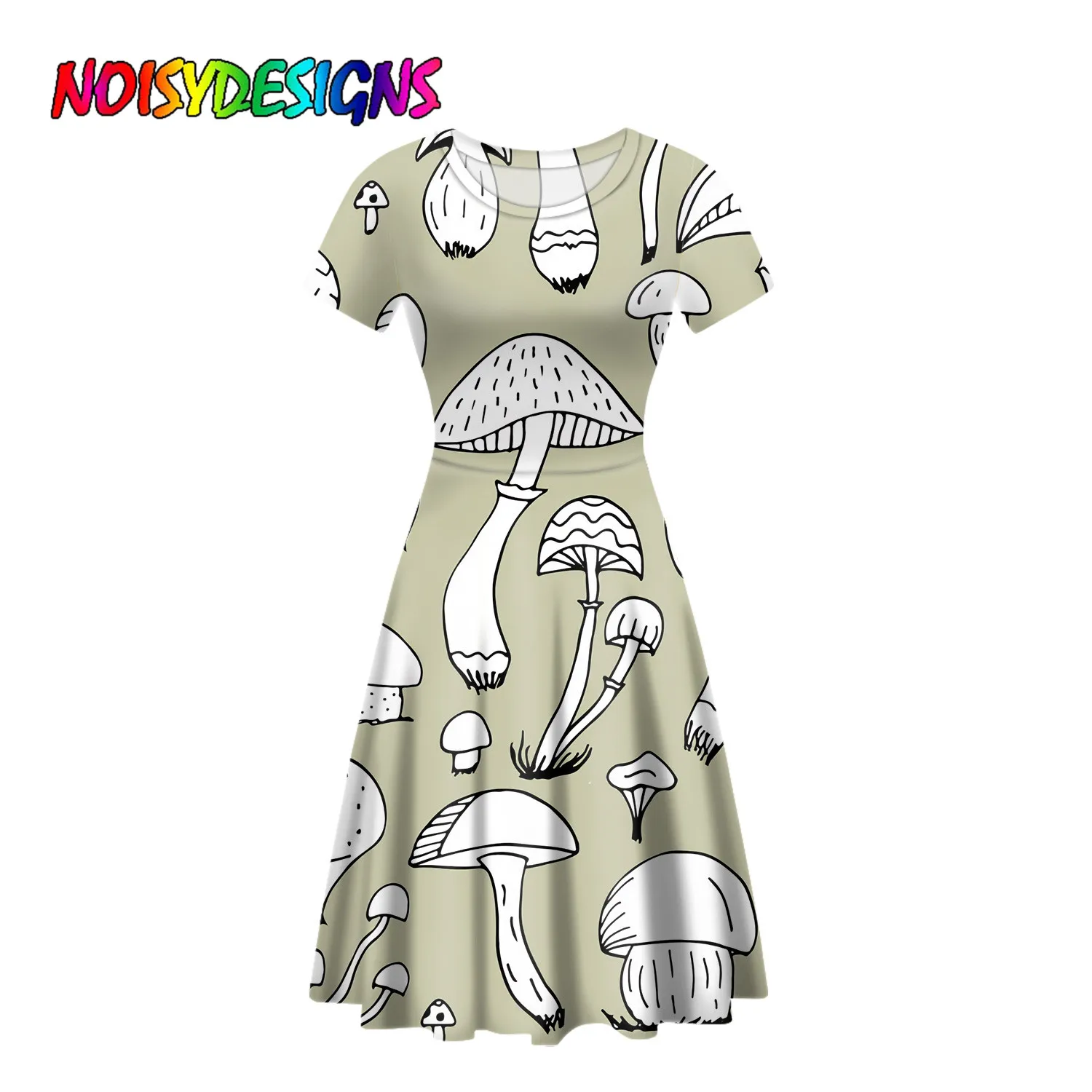 NOISYDESIGNS длинное женское летнее платье изображением грибов элегантные платья с