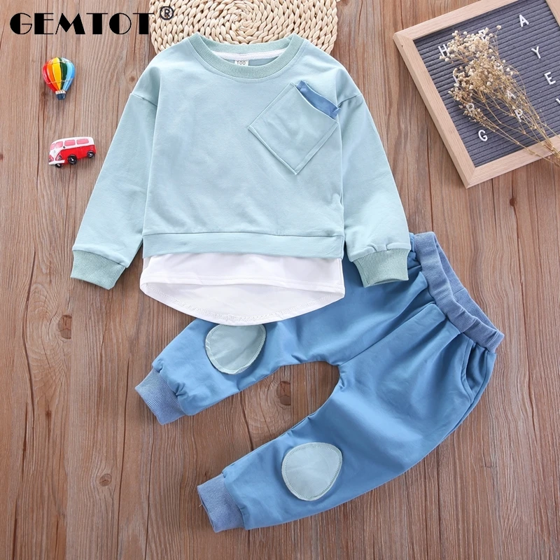 

Костюм детский из футболки и брюк, с длинным рукавом и карманами