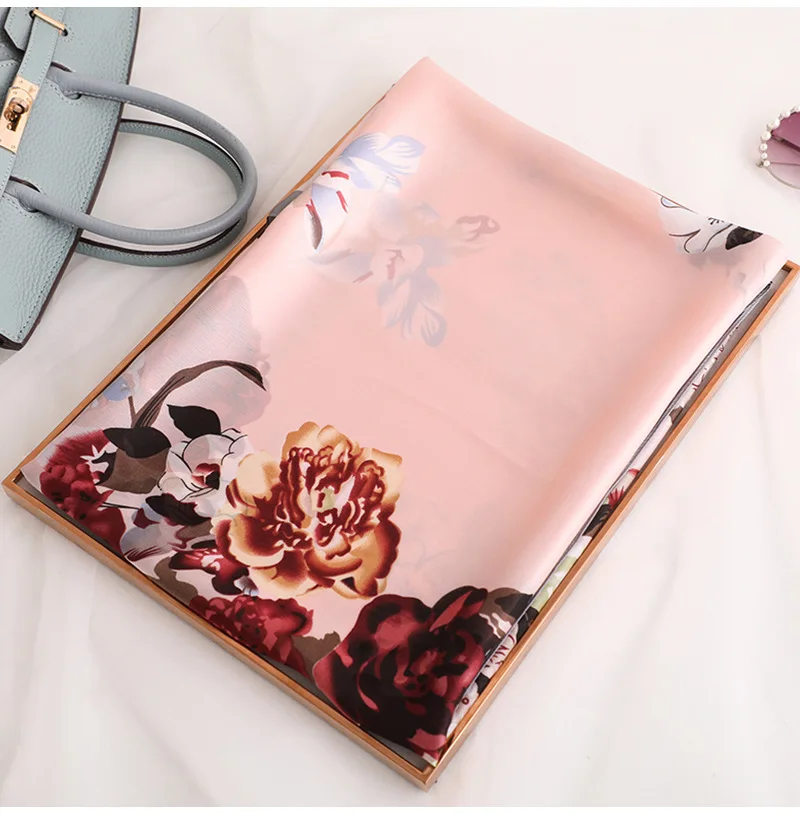 

Silk Beach Scarf for Women Shawls and Wraps Lady Floral Print Hijab Foulard Female Pashmina Stoles Winter Scarves 2020 New